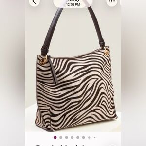 New Boden Zebra Black/Ivory Portia Calf Hair and Leather Bag + Dust Bag